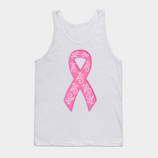 Breast Cancer Awareness Ribbon With Filigree Tank Top by m2inspiration